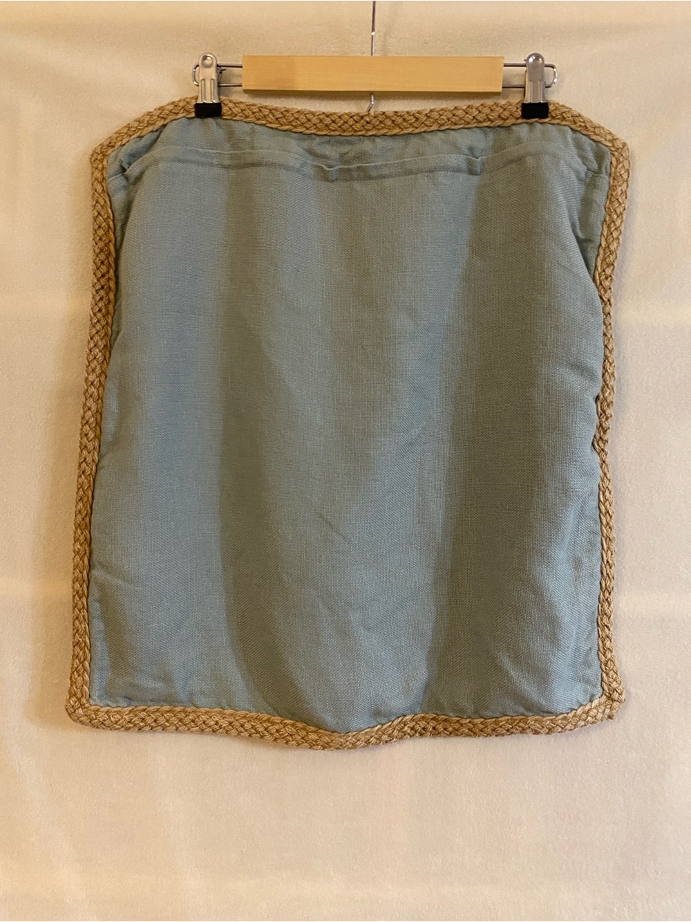 Set of 4 Pottery Barn blue 100% linen jute braid edge 20" x 20" pillow covers - Picture 4 of 15